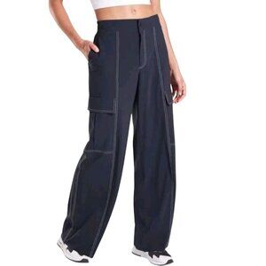 Athleta Chelsea Wide Leg Pants Navy Cargo Pockets Comfort Trending Size 14